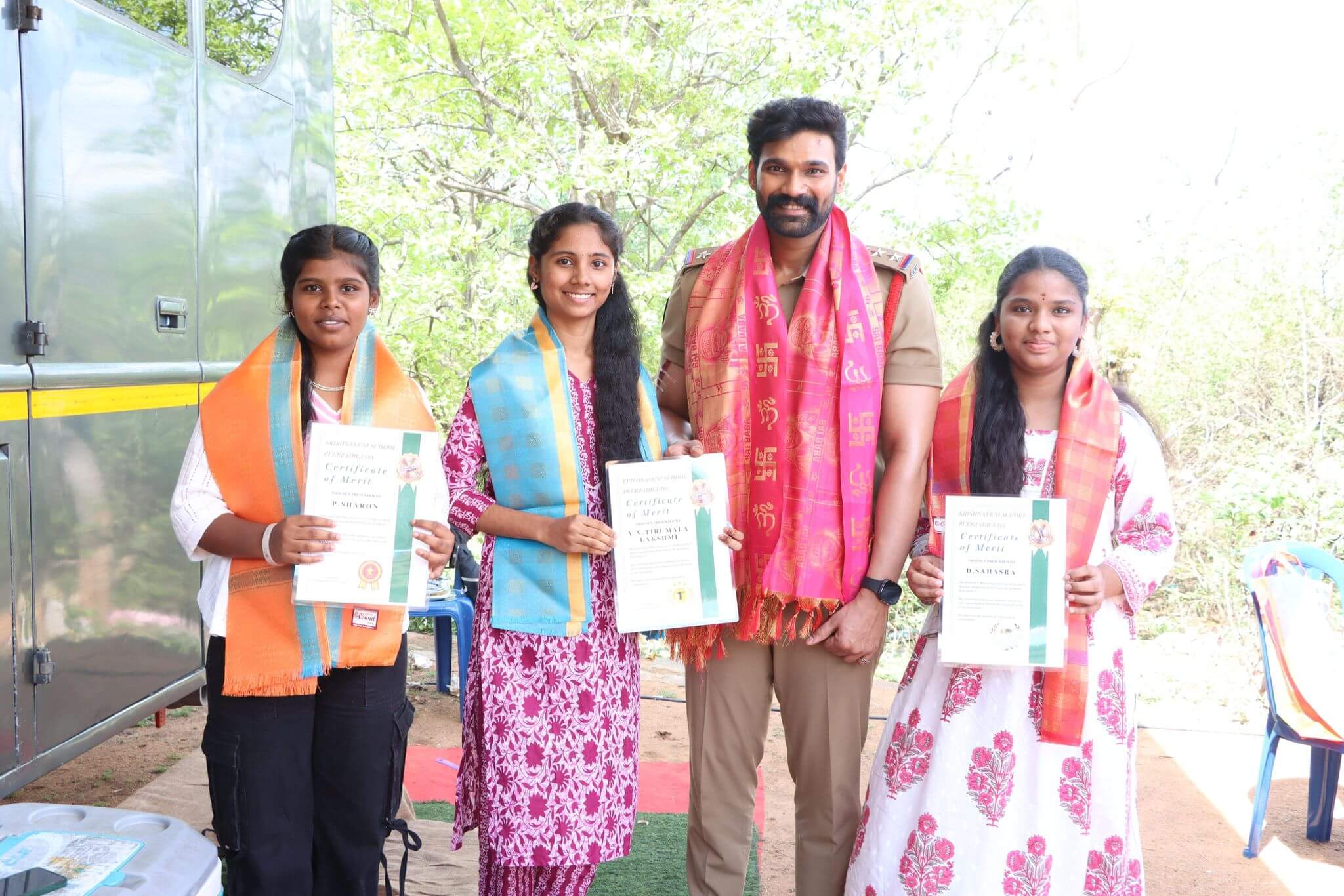 students presenting science project